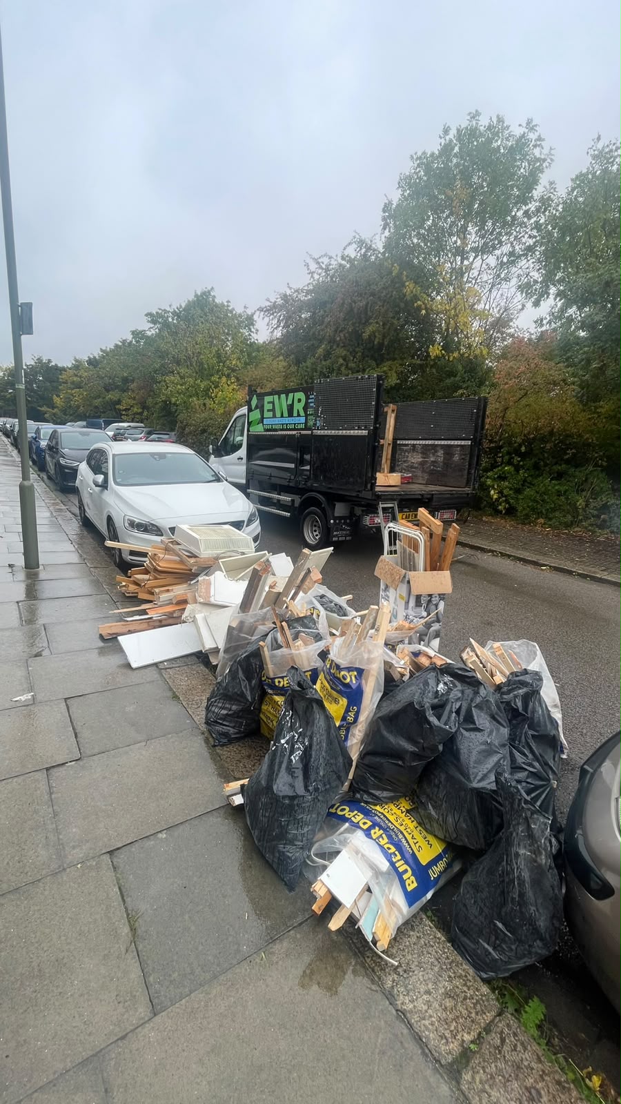 Waste items that EWR does not collect on a London street