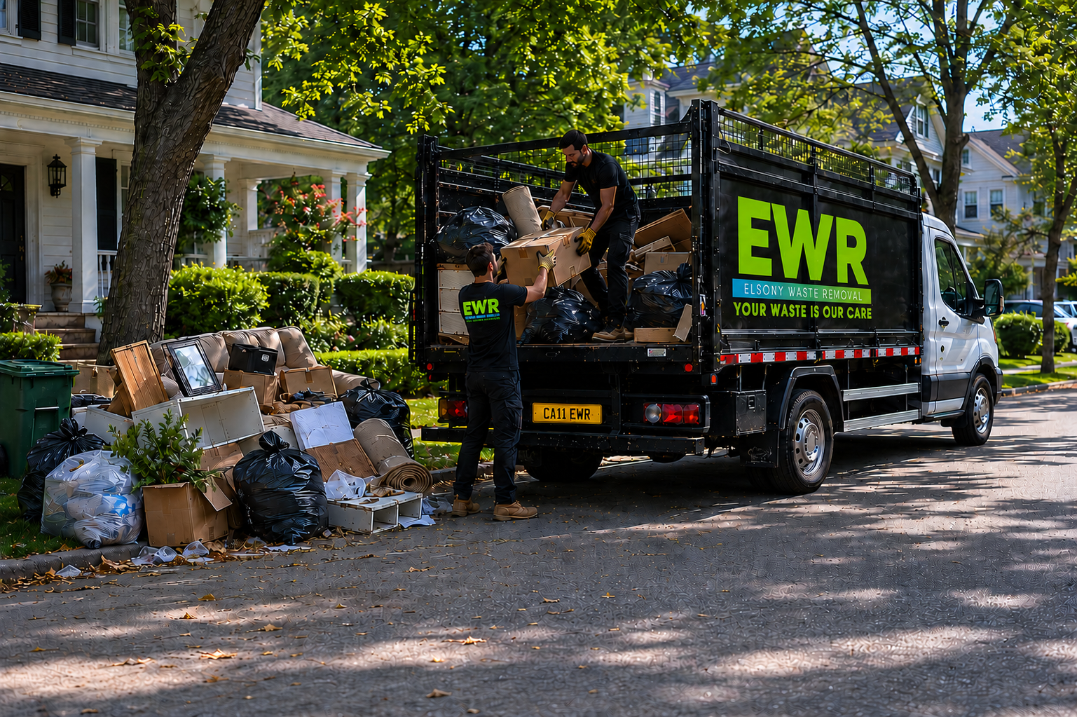 EWR team loading mixed waste into a collection truck